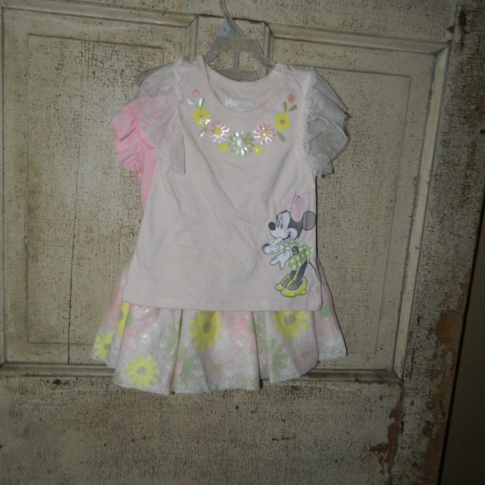 Disney Junior Minnie Mouse 3 pc Skirt Shirt Set Size 5 NWT (H-35)